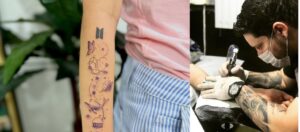 Veja uma tatuagem fine line feminina no antebraço feita na Tijuca por Ricardo Marinho. Arte delicada com lua, estrelas e simbolismo único.