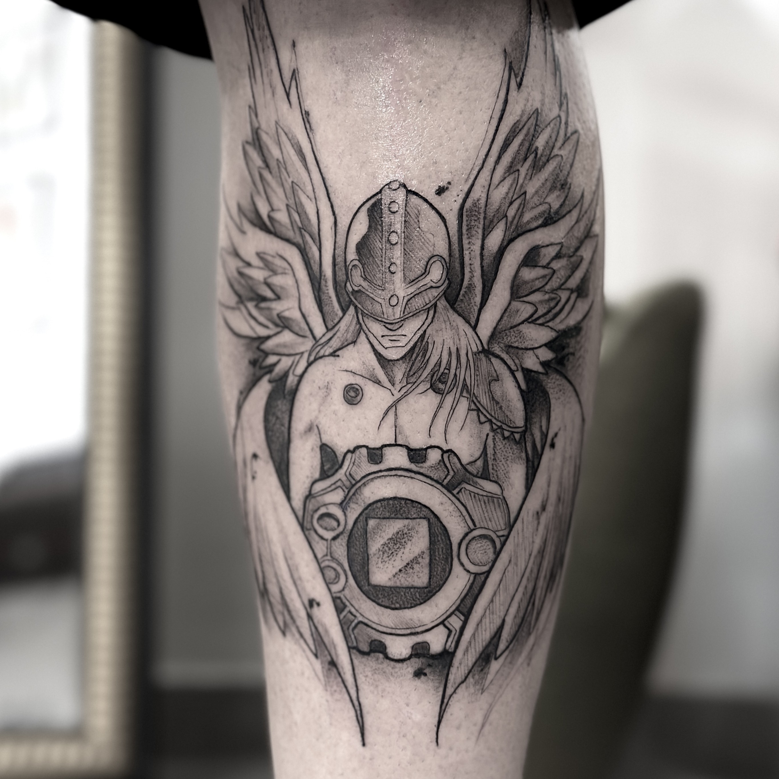Tatuagem geek em blackwork com personagem fantástico por Ricardo Marinho